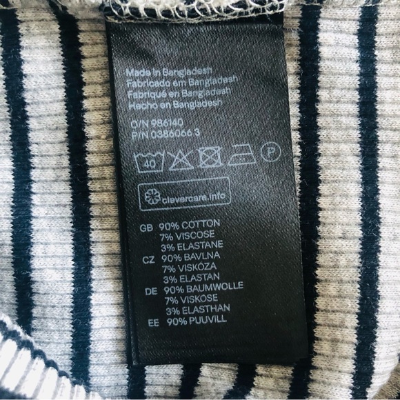 Like New Divided by H&M Crop Top in Striped Black and White Size: XS - Picture 7 of 8